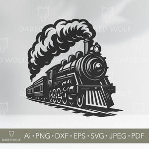 Steam Train Vector Art | Vintage Locomotive SVG for Cricut and Silhouette | Railroad Digital File | Retro Train Design for Vinyl Cutting