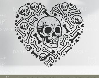 Skull Heart SVG: Gothic Tattoo Vector Art (Digital File)