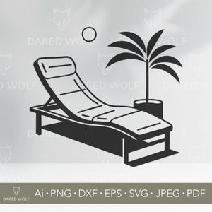 Chaise Lounge SVG-Schnittdatei | Sommer Entspannungs Stuhl Vektor für Cricut & Silhouette | Strand-Dekor-Svg | Digitaler Download für Laserschneiden