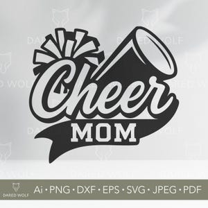 チアママSVG：ポンポンとメガホン - スピリットスクワッドデザイン（デジタルファイル）