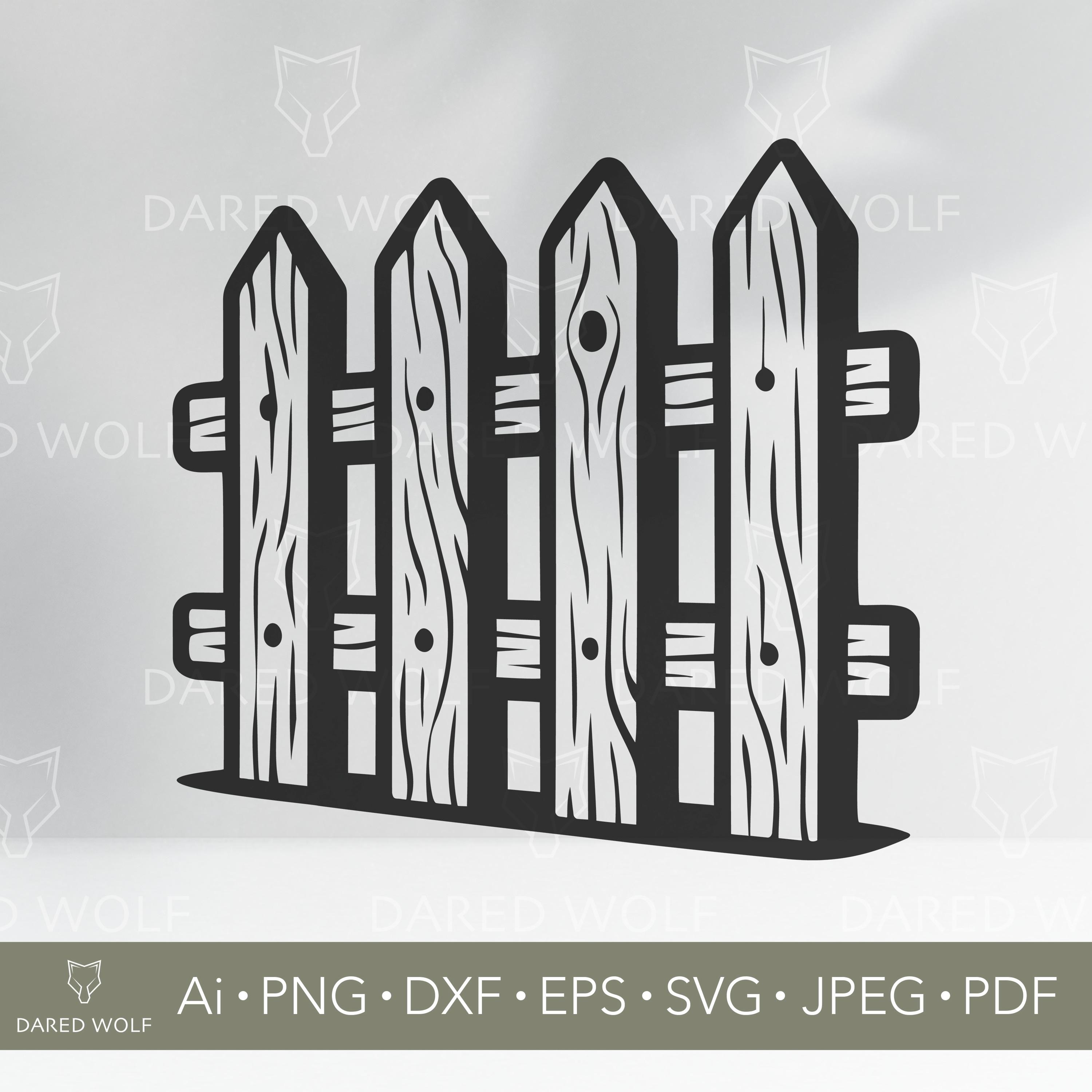 Picket Fence SVG - Rustic Wood Fence Clipart - Farmhouse Vector Design ...