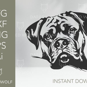 Peeking Mastiff Vector Cut File | Mastiff Dog Breed Clipart | Dog Svg | Mastiff Svg | PNG Eps Svg Dxf Ai Cutting File Clipart Vector Digital