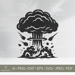 Explosion SVG - Atomic Bomb Vector - Blast Clipart Design - Cartoon Comic Cut File