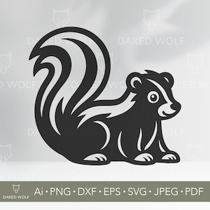 Diseño SVG de mofeta / Clipart de animales del bosque para Cricut y Silhouette / Archivo digital de vida silvestre del bosque para calcomanías de vinilo y corte láser