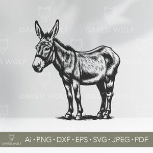 Esel Vektorgrafik | Bauernhof Tier SVG für Cricut und Silhouette | Rustikale Barnyard Digitale Datei | Country Mule Design für Vinyl schneiden