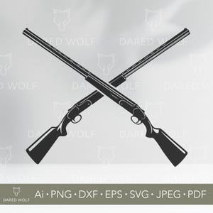 Crossed Shotguns SVG: Hunting Logo Vector Design (Digital File for Cricut & Silhouette)