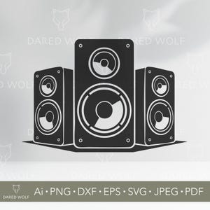 Conception SVG de haut-parleur | Clipart système de sonorisation de musique pour Cricut et Silhouette | DJ Party Clipart vectoriel | Fichier numérique pour caisson de basses pour découpe laser