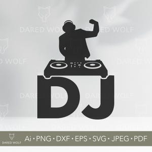 DJ Silhouette SVG | Plattenspieler Musik Vektor für Cricut und Silhouette | Disc Jockey Clipart Design für Vinyl und Laserschneiden