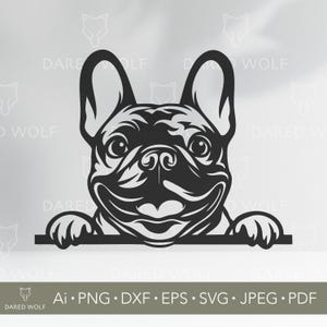 Französische Bulldogge Vektorgrafik | Spähender Hund SVG für Cricut und Silhouette | Niedliche Haustier Digitale Datei | Frenchie Rasse Design für Vinyl Schneiden