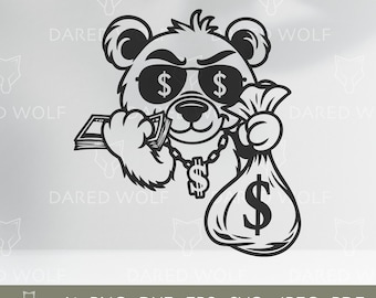 Orsacchiotto gangster SVG: design rap hip hop per Cricut e Silhouette