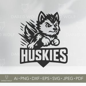 Mascotte De Husky Clipart vectoriel | Équipe sportive mignonne SVG pour Cricut et Silhouette | Svg chiot | Design de chien audacieux pour les enfants et les fans