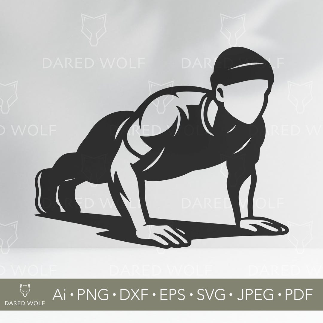 Push up Silhouette SVG - Gym Workout Clipart - Masculine Fitness Vector ...