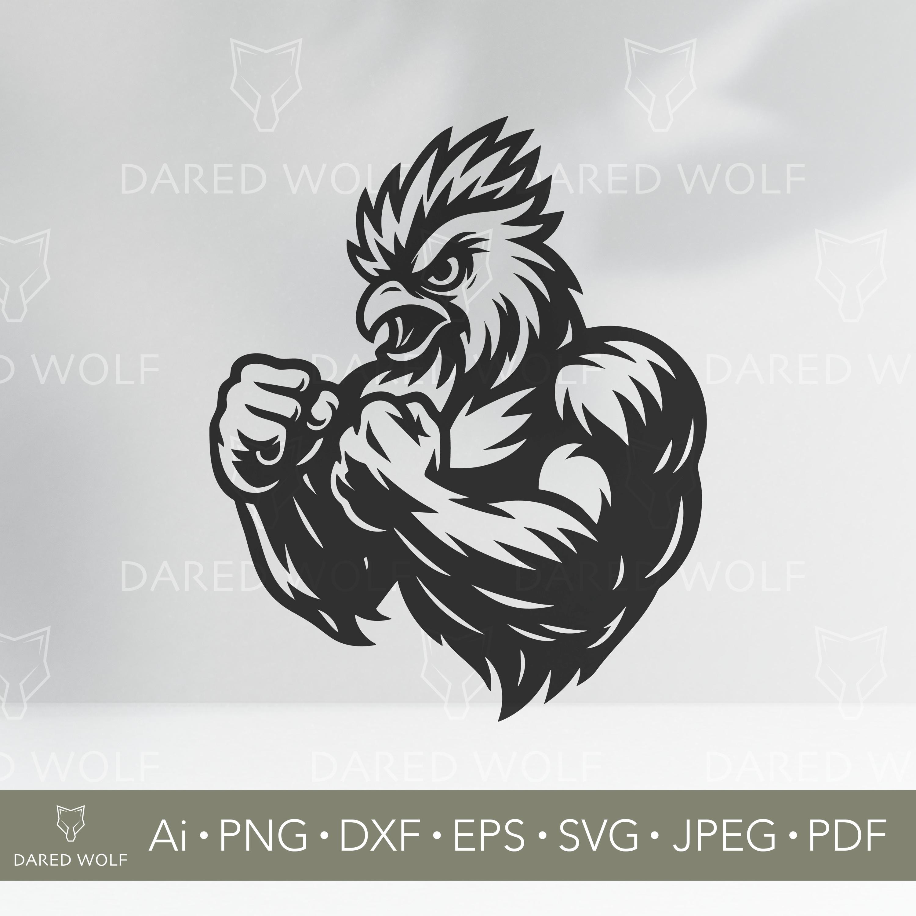 闘鶏ベクターアート：タトゥー風鶏SVG（クリカット用） - Etsy 日本, image size:3000x3000