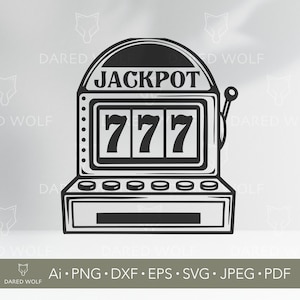 Máquina caça-níqueis com jackpot SVG: Design de cassino 777 para Cricut