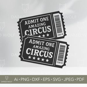 Circus Ticket SVG Bundle | Vintage Admit One Vector for Cricut & Silhouette | Carnival Show Clipart for Party Decorations and Crafts