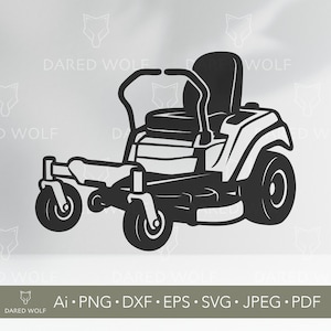Zero Turn-maaier SVG-vector | Ontwerp van apparatuur voor gazononderhoud voor Cricut en Silhouette | Digitaal landschapsbestand voor vinyl en kleding