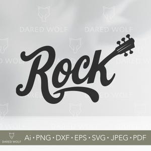 De La Musique Rock Clipart vectoriel | Guitare SVG pour Cricut et Silhouette | Fichier numérique du groupe | Conception de lettrage de roche pour la découpe de vinyle