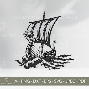 Viking Ship Vector Art: Norse Longboat SVG, Cricut & Silhouette File