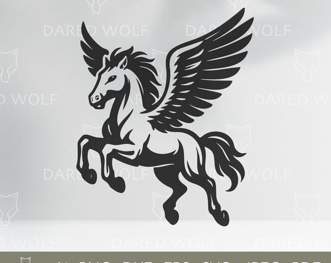 Mythical Winged Horse SVG - Pegasus Flying Horse Creature Silhouette ...