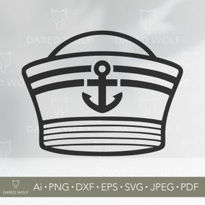 Sailor Hat SVG Clipart: Nautical Anchor Vector (Digital Design File)