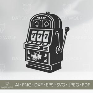 Slot Machine SVG | Casino Vector for Cricut and Silhouette | Jackpot Digital File | Retro Gambling Design for Vinyl Cutting and Party Decor
