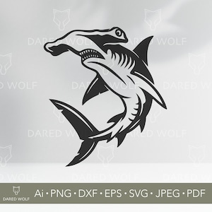 Hammerhead Shark SVG - Tribal Style Shark Clipart - Bold Ocean Vector for Cricut & Sea Crafts