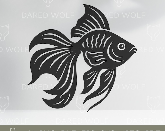 Goldfish SVG Cut, Aquarium Fish, Papercutting Template PDF, Carassius ...