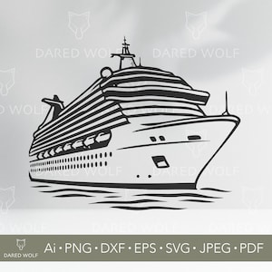 Cruise Ship Vector Art | Ocean Travel SVG for Cricut and Silhouette | Vacation Boat Digital File | Nautical Cruise Design for Vinyl Cutting