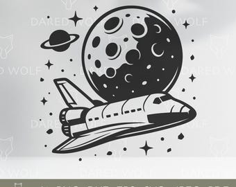 Space Shuttle Moon SVG: NASA Rocket Vector Clipart (Digital Download)