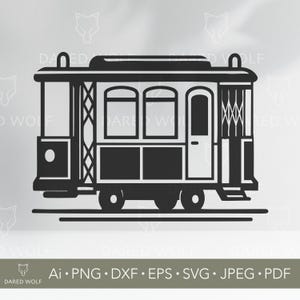 Vintage Trolley Train SVG | Retro Streetcar Vector Design for Cricut & Laser Cutting | Classic Railway Clipart for Travel Crafts
