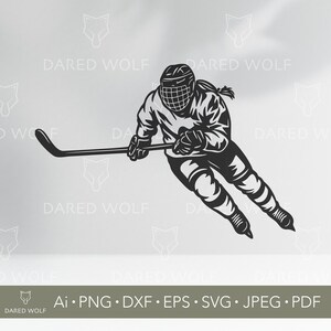 Giocatrice di hockey su ghiaccio SVG / Grafica vettoriale di hockey su ghiaccio femminile per Cricut e Silhouette / File digitale sportivo / Design di taglio in vinile per pattinatrice