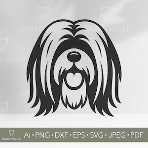 Lhasa Apso Dog SVG | Cute Long-Haired Pet Vector for Cricut and Silhouette | Smiling Breed Clipart Design for Vinyl and Laser Cutting