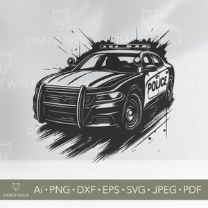Police Car Vector Art: Law Enforcement SVG, Cricut, Silhouette (Digital File)