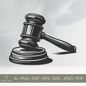 Judge Gavel SVG: Wooden Hammer Clipart for Cricut & Silhouette (Digital File)