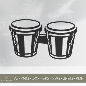 Bongo Drums Vector Design | Percussion Instrument SVG for Cricut & Silhouette | Musical Clipart for Vinyl and Laser Cutting