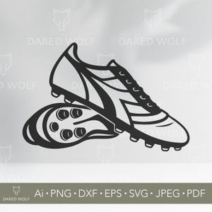 Korki piłkarskie SVG | Buty piłkarskie wektorowe dla Cricut i sylwetki | Cyfrowy clipart sprzętu sportowego | Projekt cięcia winylu sprzętu sportowego