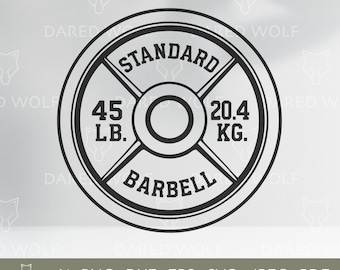 Barbell Weight Plate Vector Art | Gym Fitness SVG for Cricut and Silhouette | 45 LB Workout Svg | Powerlifting Design for Vinyl Cutting