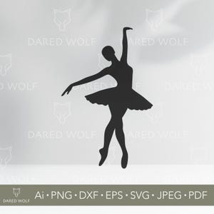 Silhouette De Ballerine Clipart vectoriel | Danseuse de ballet SVG pour Cricut et Silhouette | Fichier numérique élégant | Conception de studio de danse pour travaux manuels en vinyle
