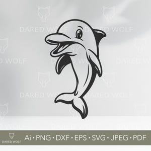 Golfinho fofo SVG | Arte vetorial de desenho animado de animal marinho para Cricut e Silhouette | Clipart divertido de vida marinha | Svg de verão infantil para recorte em vinil