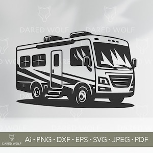 RV Camper Van SVG: Motorhome Silhouette Vector (Digital File Bundle)