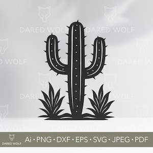 Arte vectorial de cactus / Planta desértica SVG para Cricut y Silhouette / Archivo digital bohemio / Diseño de cactus del suroeste para corte de vinilo