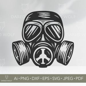 Gas Mask SVG Design | Post Apocalyptic Vector Art for Cricut and Silhouette | Urban Survival Digital File for Vinyl Cutting