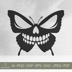 Skull Butterfly Vector Art: Gothic SVG, Cricut Silhouette File