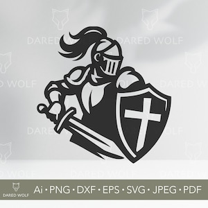 Mittelalterlicher Ritter Silhouette SVG: Krieger Vektorkunst für Cricut