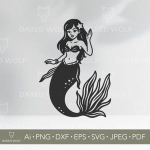 Meerjungfrau-Vektorgrafiken | Süßes Seemädchen SVG für Cricut und Silhouette | Ozean Digitale Datei | Unterwasser Vinyl Schnitt Design