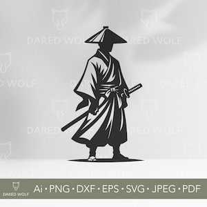 Samurai Warrior Vector Art | Japanese Ronin SVG for Cricut and Silhouette | Katana Fighter Clipart for Vinyl and Laser Cutting