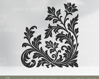 Corner Ornament SVG - Elegant Floral Scroll Design - Vintage Frame and Border Decoration