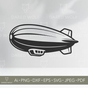 Design SVG dirigeable vintage | Clipart dirigeable Zeppelin pour Cricut & Silhouette | Rétro Aviation Clipart vectoriel | Fichier numérique ballon volant
