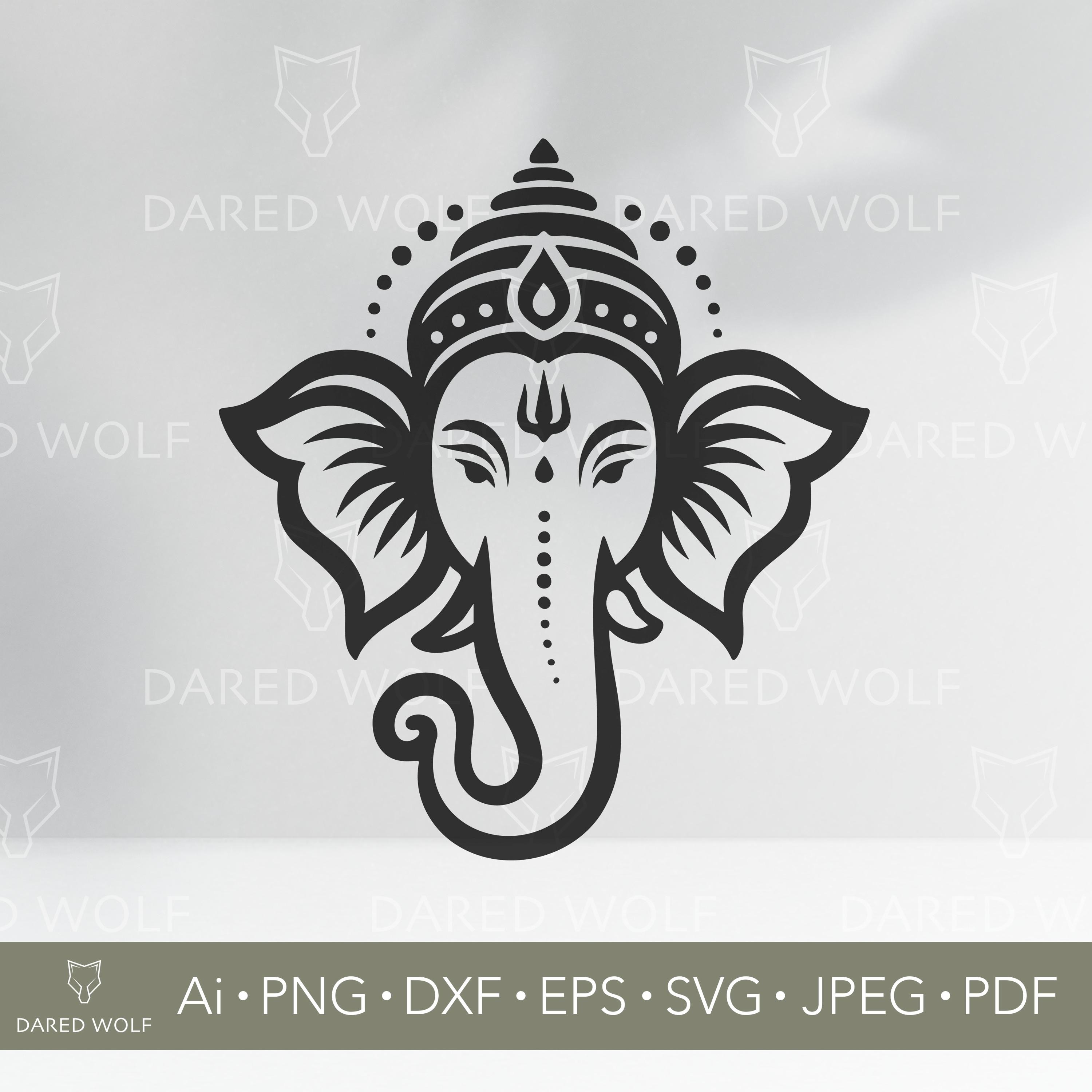 ガネーシャ マンダラ SVG: ヒンドゥー教の象神ベクター、クリカット