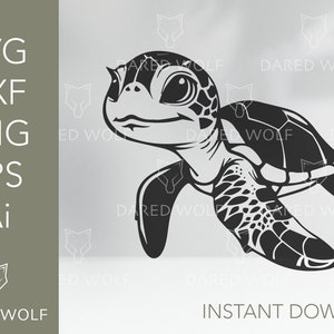 Süße Baby Schildkröte geschnitten Datei | Niedliches Schildkröten Logo | Meer Leben SVG | Meeresschildkröte | PNG Eps SVG Dxf Ai Schneidedatei Clipart Vektor Digital